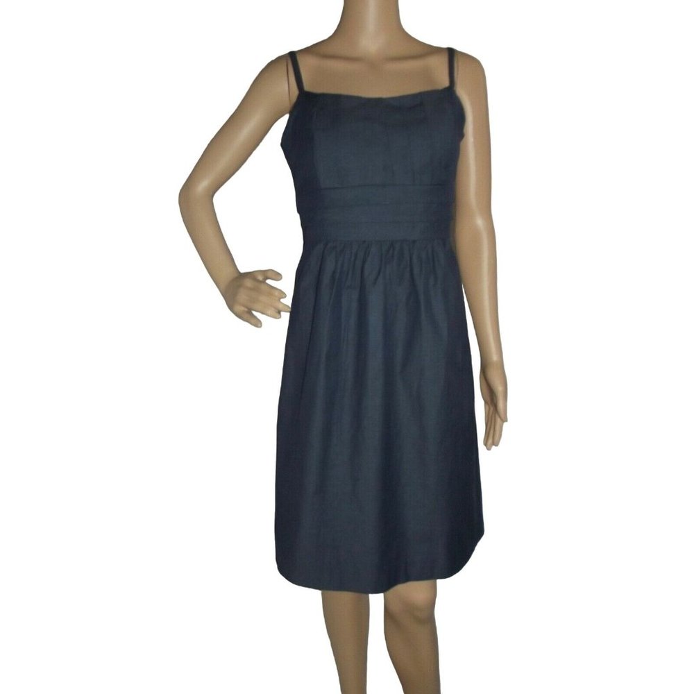 Women's Dress Size 2 Indigo Denim Voile Blue Dress Sleeveless Sun xs large ny&co